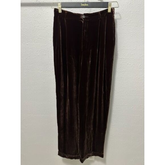 Ralph Lauren Purple Label Brown Velvet Pleated Trousers Straight / Wide US 10 - Picture 2 of 12